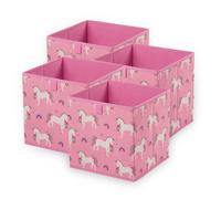 OHS Storage Cube Boxes Unicorn 4 Pack Folding Space Saving Shoe Toy Cube Tidy Set