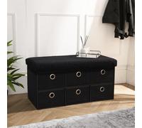 Ohs Storage Cube Unit 6 Draw Ottoman Space Saving Chest Shoe Boucle Organiser, Black
