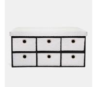 OHS Storage Cube Unit 6 Draw Ottoman Space Saving Chest Shoe Boucle Organiser in White OHS White