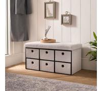 Ohs Storage Cube Unit 6 Draw Ottoman Space Saving Chest Shoe Boucle Organiser, White
