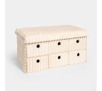OHS Storage Cube Unit 6 Draw Ottoman Space Saving Chest Shoe Ribbed Organiser, Cream