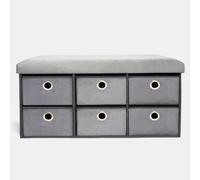 OHS Storage Cube Unit 6 Draw Ottoman Space Saving Velvet Chest Shoe Organiser in Charcoal OHS Charcoal