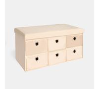 OHS Storage Cube Unit 6 Draw Ottoman Space Saving Velvet Chest Shoe Organiser in Natural OHS Natural