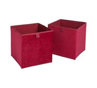 OHS Storage Cubes Matte Velvet Collapsible Organiser Bins Set of 2, Berry