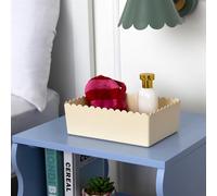 OHS Storage Make Up Organiser Plastic Tub Bathroom Bin Bedroom Kitchen Shelf Organiser Vanity Trays for Dressing Table Makeup Skincare Kitchen Storage Shelves Desk Cupboard Organisers 1 Pack, Cream