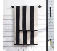 OHS Stripe 100% Cotton Bath Towel Hotel Quality Soft Absorbent in White OHS White