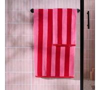Ohs Stripe 100% Cotton Bath Towel Hotel Quality Soft Absorbent, Pink - 1Pc