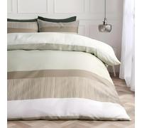 OHS Stripe Bedding Double Duvet Set, Reversible Super Soft Cosy Warm Microfibre Bedding Double Bed Set Quilt Cover Comfy Modern Duvet Cover Sets with Matching Pillowcases, Sage Green