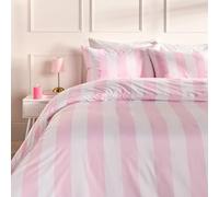 OHS Stripe Bedding King Size Duvet Cover Set, Gifts for Women Super Soft Cosy Warm Microfibre Polyester Quilt Cover Set Modern Comfy King Size Bedding with Pillowcases, Pink/White