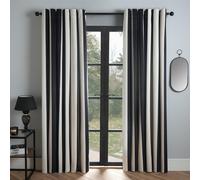 OHS Stripe Blackout Eyelet Curtains Thermal Pair of Ring Top Panels in White | Size: 229 cm width x 229 cm drop OHS White 229 cm width x 229 cm drop