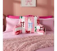 OHS Stripe Bow Cuddle Cushion Back Support Pillow, Pink | Soft Cuddle Cushion Ideal For Reading Gaming Watching TV On Bed Or Sofa