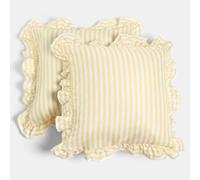 OHS Stripe Cushion Covers 45 x 45 Set of 2, Gifts for Her Soft Cosy Frill Edge Throw Pillow Covers with Invisible Zipper Sofa Cushions Home Decor for Bedroom Living Room, Lemon