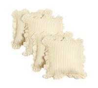 OHS Stripe Cushion Covers 45 x 45 Set of 4, Soft Cosy Frill Edge Throw Pillow Covers with Invisible Zipper Sofa Cushions Home Decor for Bedroom Living Room, Lemon