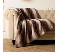 Ohs Stripe Faux Fur Throw, Brown - 125 X 150Cm