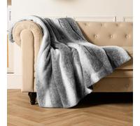 Ohs Stripe Faux Fur Throw, Grey - 125 X 150Cm