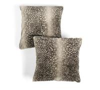 OHS Stripe Fawn Faux Fur Cushion Covers 45 x 45, Soft Decorative Square Throw Pillow Cover 2 Pack Luxurious Pillowcases with Invisible Zipper for Living Room Sofa Bedroom, Mink/White