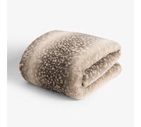 OHS Stripe Fawn Faux Fur Throw Blanket, Super Soft Cosy Warm Throws for Sofas Decorative Fleece Blanket for Bed Settees Armchairs Single Bed Throws, Mink/White - 125 x 150cm