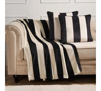 OHS Stripe Fleece Throw Over Bedspread Ultra Soft Warm Sofa Bed Blanket Travel Plush