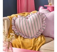 Ohs Stripe Frill Heart Shaped Scatter Cushion Throw Pillow - Pink/green