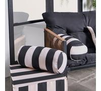 Ohs Stripe Garden Bolster Cushion Outdoor Filled Pillow Back Neck Support - Black/cream