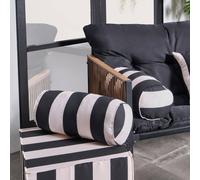 OHS Stripe Garden Bolster Cushion Outdoor Filled Pillow Back Neck Support in Black OHS Black