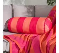 Ohs Stripe Garden Bolster Cushion Outdoor Filled Pillow Back Neck Support - Orange/pink