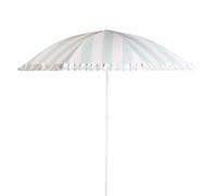OHS Stripe Garden Parasol, Outdoor Garden Umbrella UV Protective Polyester Canopy Sun Shade Parasol with Sturdy Pole Water Resistant Beach Umbrella, Sage/Cream - 1.8m