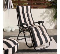 Ohs Stripe Gravity Chair Seat Cushion Outdoor Garden Water Resistant - Black/cream
