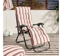 Ohs Stripe Gravity Chair Seat Cushion Outdoor Garden Water Resistant - Chocolate/cream