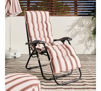 OHS Stripe Gravity Chair Seat Cushion Outdoor Garden Water Resistant in Chocolate OHS Chocolate