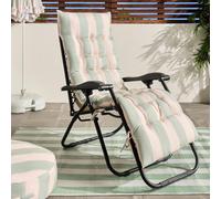 Ohs Stripe Gravity Chair Seat Cushion Outdoor Garden Water Resistant - Sage/cream