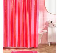 Ohs Stripe Mould Proof Shower Curtain With 12 Hooks - Pink