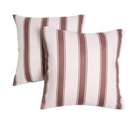 OHS Stripe Outdoor Cushion Covers 45 x 45 Decorative Outdoor Cushions Waterproof Super Soft Garden Cushions Home Decor Throw Pillow Covers with Invisible Zipper Set of 2, Chocolate/Cream
