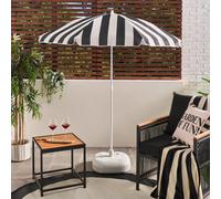Ohs Stripe Parasol Umbrella Garden Outdoor Canopy Sun Shade - Black/cream