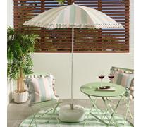 Ohs Stripe Parasol Umbrella Garden Outdoor Canopy Sun Shade - Sage/cream