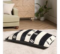 OHS Stripe Paw Print Washable Small Pet Beds Anti-Slip Calming Dog Mat, Monochrome