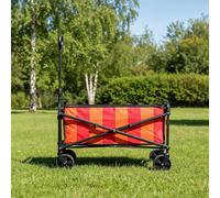 OHS Stripe Print Foldable Camping Trolly Outdoor Garden Cart Wheelbarrow OHS Multicolor