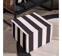 OHS Stripe Print Garden Pouffe Outdoor Stool Footrest Table Side Chair in Black OHS Black