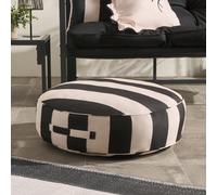 Ohs Stripe Round Outdoor Garden Cushion Water Resistant - Black/cream