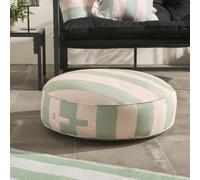 Ohs Stripe Round Outdoor Garden Cushion Water Resistant - Sage/cream