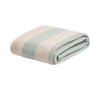 OHS Stripe Throws for Sofas, Soft Warm Cosy Polar Fleece Blanket for Bed Settee Decorative Throw Blanket Lightweight Comfy Single Bed Throw, Sage/Cream - 120 x 150cm