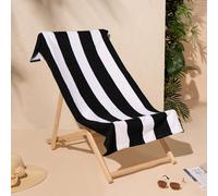 Dreamscene Microfibre Black Beach Towel Stripe, Swim Towels for Adults Super Quick Dry Towel Pool Gym Summer Beach Holiday Essentials Travel Towels, 71cm x 152cm
