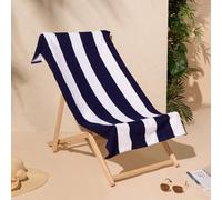 Dreamscene Stripe Beach Towel Navy, Swimming Pool Beach Holiday Essentials Gym Microfibre Beach Towels for Adults Kids Quick Dry Towel, 71cm x 152cm