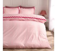 Ohs Stripe Wave Border Bedding Set Microfibre Duvet Cover With Pillowcase, Pink - King
