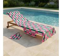 Ohs Stripes Beach Towel With Bag Quick Dry Absorbent Travel Spa