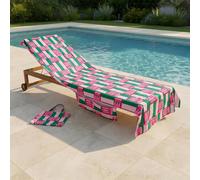 OHS Stripes Beach Towel with Bag Quick Dry Absorbent Travel Spa in Pink OHS Pink