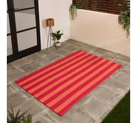 Ohs Stripes Print Outdoor Garden Rug Waterproof Area Floor Mat