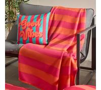 Ohs Stripes Print Polar Fleece Throw Blanket Lightweight Bedspread, Orange/pink - 120 X 150 Cm