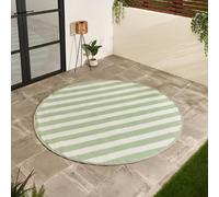 Ohs Stripes Print Round Outdoor Garden Rug Waterproof Area Floor Mat