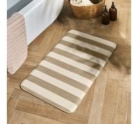 OHS Stripes Quick Dry Bath Mat Foam Shower Rug in Light Brown OHS Light Brown